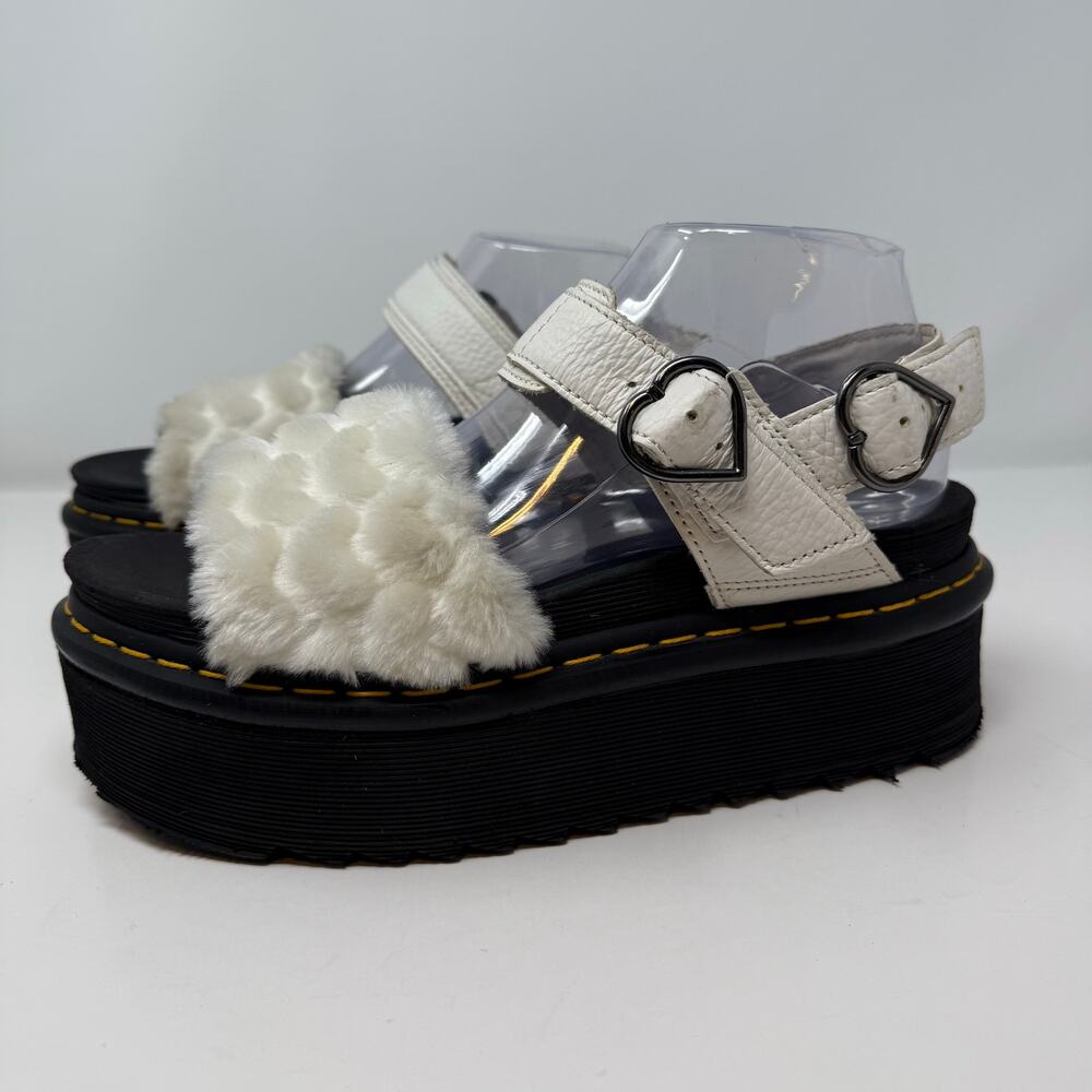 Dr. Martens Sandals Women's 9 White Voss Quad Fluffy Lug Sole Preppy Luxury - Picture 4 of 16